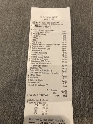 Menu photo 7 The Cheesecake Factory White Plains, NY