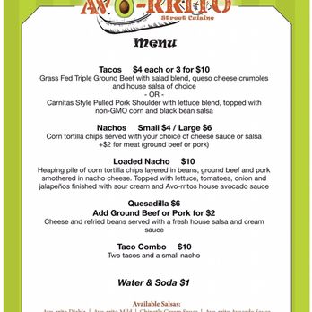 Avo-rrito - Menu - Food Stands Near Me Avo-rrito - Menu - Food Stands Near Me