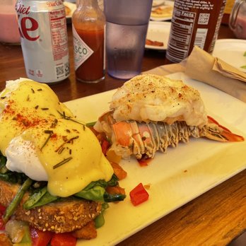 Sloopy's Beach Cafe - Lobster Eggs Benedict - American Near Me - Manhattan Beach, California Sloopy's Beach Cafe - Lobster Eggs Benedict - American Near Me - Manhattan Beach, California