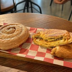 Honeybun, sausage egg and cheese croissant