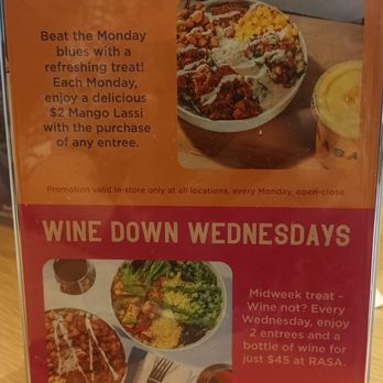 RASA - Mango lasses are only $2 on Mondays when you purchase any entree! It's the perfect dessert after lunch here! - Indian Near Me - Rockville, Maryland RASA - Mango lasses are only $2 on Mondays when you purchase any entree! It's the perfect dessert after lunch here! - Indian Near Me - Rockville, Maryland