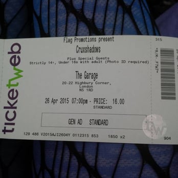The Garage - My ticket for the Cruxshadows gig at The Garage, so excited! - Music Venues Near Me - London, XGL The Garage - My ticket for the Cruxshadows gig at The Garage, so excited! - Music Venues Near Me - London, XGL