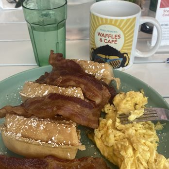 Waffle Monkey - Egg and bacon waffle. - Breakfast & Brunch Near Me - Bonita Springs, Florida