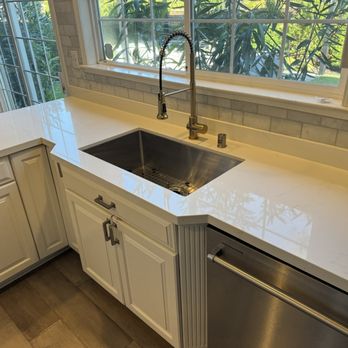 R & A Stone and Tile - New quartz countertop, sink and faucet all installed by R&A - General Contractors Near Me - San Pablo , California R & A Stone and Tile - New quartz countertop, sink and faucet all installed by R&A - General Contractors Near Me - San Pablo , California