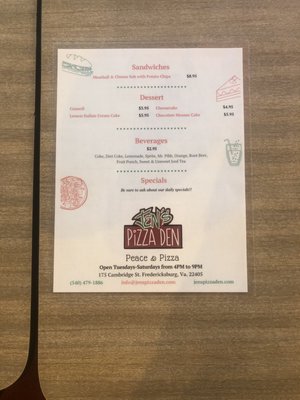 Menu photo 3 Jen's Pizza Den Fredericksburg, VA Menu photo 3 Jen's Pizza Den Fredericksburg, VA