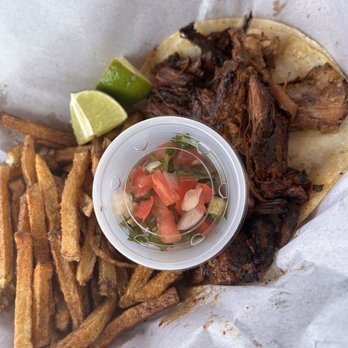 Rudy's - Rudy's Birria monster taco with fries - Food Stands Near Me - Cedartown, Georgia Rudy's - Rudy's Birria monster taco with fries - Food Stands Near Me - Cedartown, Georgia