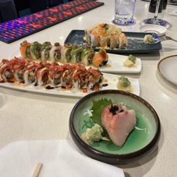 Sushi rolls and nigiri Sushi rolls and nigiri