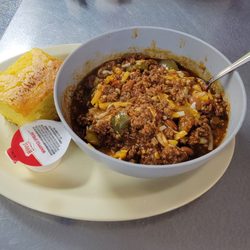 Sunrise Cafe - Chili and Cornbread lunch special.