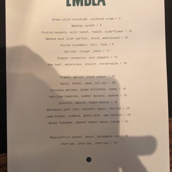 Embla - Embla menu on Jan 11, 2018 - Bars Near Me - Melbourne, VIC