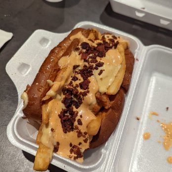 Dirt Dog - Patty melt dog on a lobster (New England Style) bun. - Hot Dogs Near Me - Long Beach, California Dirt Dog - Patty melt dog on a lobster (New England Style) bun. - Hot Dogs Near Me - Long Beach, California