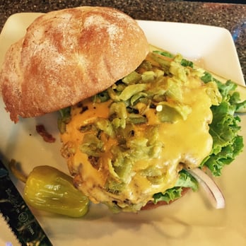 Oak Tree Cafe - Green chile cheese burger - Bars Near Me - Albuquerque, New Mexico