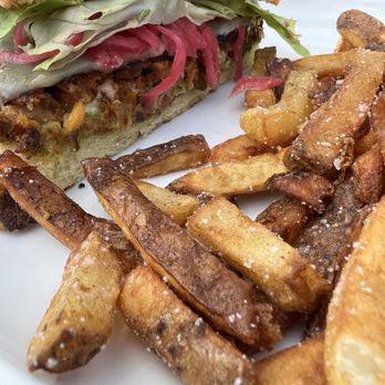 Dewey Beer Company - Black bean burger and amazing fries. - American Near Me - Dewey Beach, Delaware Dewey Beer Company - Black bean burger and amazing fries. - American Near Me - Dewey Beach, Delaware
