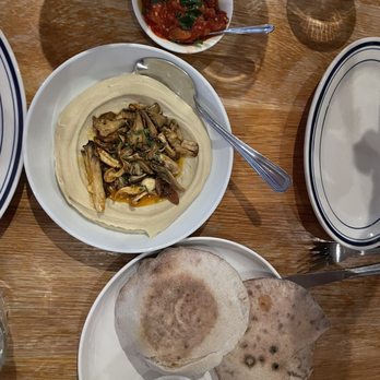 Saba - Pita and mushroom hummus (ORDER THIS) - Mediterranean Near Me - New Orleans, Louisiana Saba - Pita and mushroom hummus (ORDER THIS) - Mediterranean Near Me - New Orleans, Louisiana