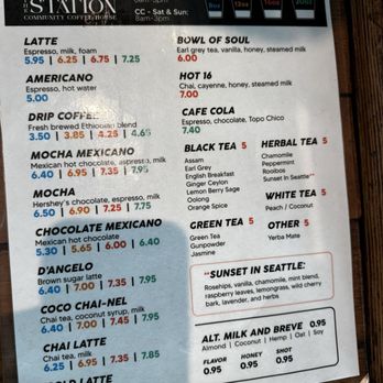 The Station - All the time Drink menu - Coffee & Tea Near Me - Seattle, Washington The Station - All the time Drink menu - Coffee & Tea Near Me - Seattle, Washington