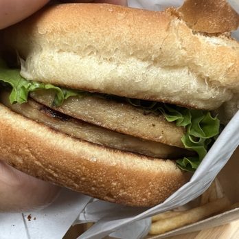 Something Vegan - Grilled chicken sandwich. Actually really good despite flat, strange appearance. Get extra tomato, extra Veganaise. - Asian Fusion Near Me - Burbank, California Something Vegan - Grilled chicken sandwich. Actually really good despite flat, strange appearance. Get extra tomato, extra Veganaise. - Asian Fusion Near Me - Burbank, California