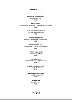 Menu photo 7 Maní São Paulo, SP