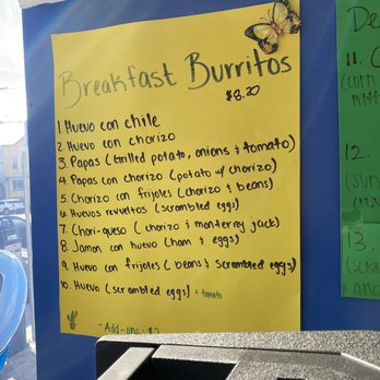 Cielito Lindo - Breakfast burritos menu - Mexican Near Me - San Francisco, California