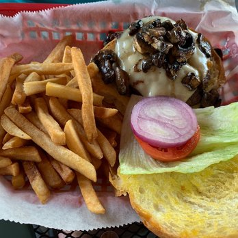 Dock's Waterfront - Mushroom Swiss burger w fries - Bars Near Me - Tarpon Springs, Florida Dock's Waterfront - Mushroom Swiss burger w fries - Bars Near Me - Tarpon Springs, Florida