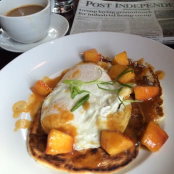 The Pullman - Flatbread, eggs with a fresh peach compote. Mmm - New American Near Me - Glenwood Springs, Colorado The Pullman - Flatbread, eggs with a fresh peach compote. Mmm - New American Near Me - Glenwood Springs, Colorado