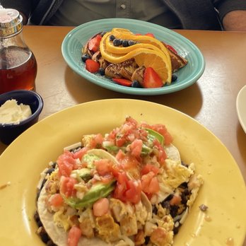 JoAnn's Cafe - Orange Bread French Toast (top) Breakfast Turkey tacos (bottom) - American Near Me - South San Francisco, California JoAnn's Cafe - Orange Bread French Toast (top) Breakfast Turkey tacos (bottom) - American Near Me - South San Francisco, California