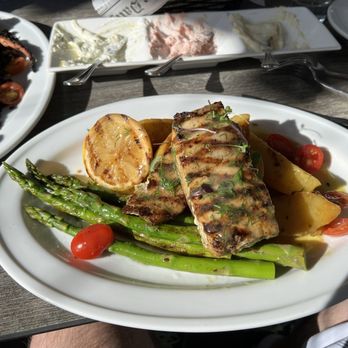 Plateia Mediterranean Kitchen Bar - Mahi Mahi with asparagus and tomatoes - Bars Near Me - Glenview, Illinois