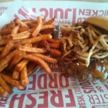 Smashburger - BBQ bacon cheddar burger, sweet potato fries - Burgers Near Me - Radnor, Pennsylvania Smashburger - BBQ bacon cheddar burger, sweet potato fries - Burgers Near Me - Radnor, Pennsylvania