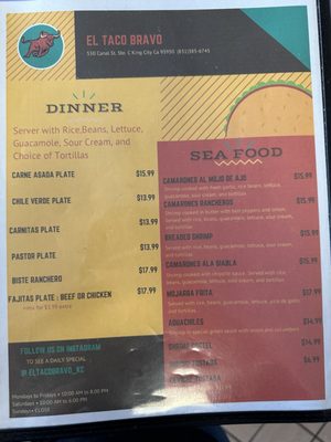 Menu photo 1 El Taco Bravo Restaurant King City, CA Menu photo 1 El Taco Bravo Restaurant King City, CA