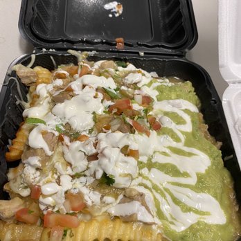 Vallarta Mexican Food - Crazy fries with chili verde pastor - Seafood Near Me - Lathrop, California