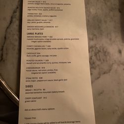 The Airport Rooms At Tourists - Menu (front side) - small plates, large plates & sides)