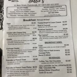 Dillio's Cafe, Flowers & Gifts - Menu