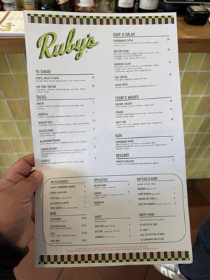 Menu photo 1 Ruby’s San Francisco, CA Menu photo 1 Ruby’s San Francisco, CA