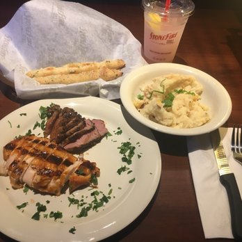 Stonefire Grill - Boneless chicken breast and tri tip combination with garlic mashed potatoes and bread sticks. So good! - Barbeque Near Me - Ventura, California Stonefire Grill - Boneless chicken breast and tri tip combination with garlic mashed potatoes and bread sticks. So good! - Barbeque Near Me - Ventura, California