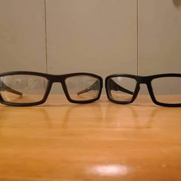 Right: Black Frame (Clear Lenses) Left: Battleship Gray Frame (Polarized Gray Transition Lenses)