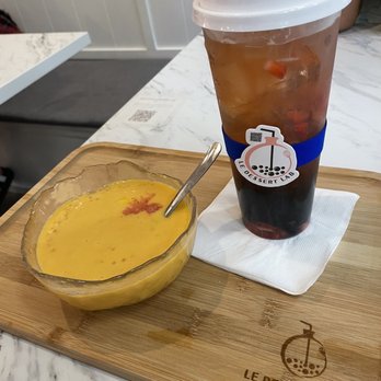 Le Dessert Lab - mango sago dessert with Strawberry fruit tea - Desserts Near Me - Richmond, California Le Dessert Lab - mango sago dessert with Strawberry fruit tea - Desserts Near Me - Richmond, California