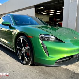 Exterior outside entrance of Extreme Autowerks - Porsche Taycan with our Full Custom Paint Protection Film (Clear bra) installation and Prestige Spectra PhotoSync IRD Window Tint - Brea, California Exterior outside entrance of Extreme Autowerks - Porsche Taycan with our Full Custom Paint Protection Film (Clear bra) installation and Prestige Spectra PhotoSync IRD Window Tint - Brea, California