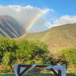 Hale O Kauka Healing Garden - Magical backyard wedding in Olowalu as rainbow appears during the ceremony.