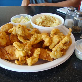 Burke's Seafood - fisherman's platter (rice substituted for fries/onion rings) - Seafood Near Me - Quincy, Massachusetts Burke's Seafood - fisherman's platter (rice substituted for fries/onion rings) - Seafood Near Me - Quincy, Massachusetts