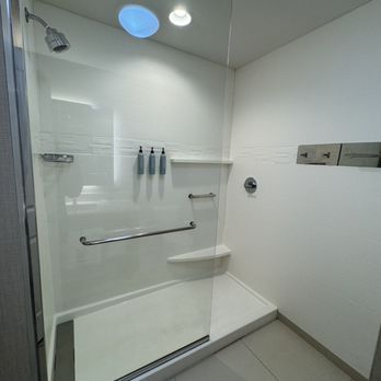 Residence Inn By Marriott - Shower stocked with shampoo, conditioner, body wash and a bar of soap (not pictured a slip mat to put inside shower) - Hotels Near Me - Pensacola, Florida Residence Inn By Marriott - Shower stocked with shampoo, conditioner, body wash and a bar of soap (not pictured a slip mat to put inside shower) - Hotels Near Me - Pensacola, Florida