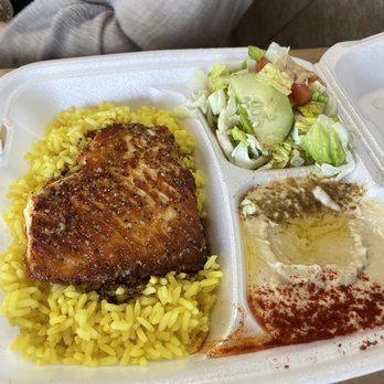 Mezzaterranean - Salmon Filet Plate - Lebanese Near Me - Rancho Cucamonga, California Mezzaterranean - Salmon Filet Plate - Lebanese Near Me - Rancho Cucamonga, California