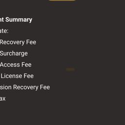 Overview of charges as part of my original booking.