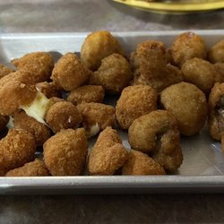Tojo's Bar & Grill - Nashville hot cheeseballs and fried mushrooms.