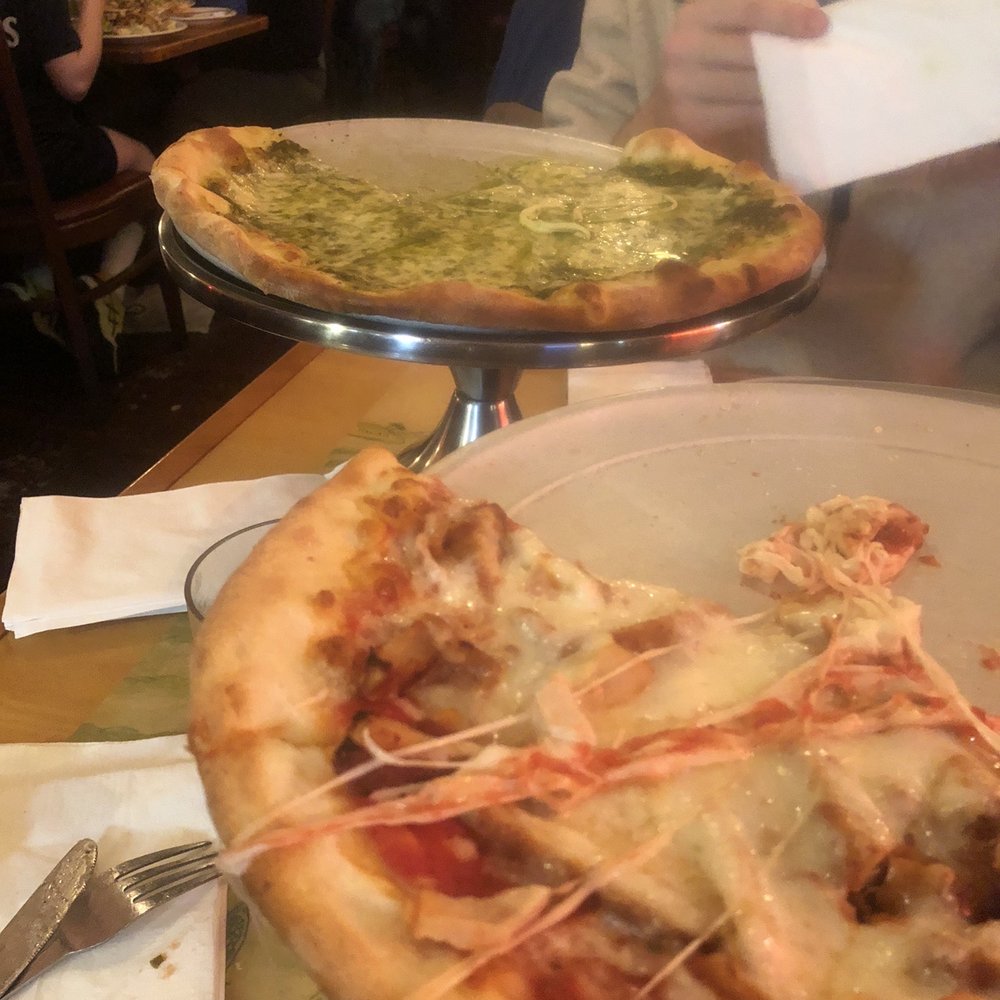 Angelina's Trattoria - Pesto Pizza on the far side - Pizza Near Me - Westport, Connecticut Angelina's Trattoria - Pesto Pizza on the far side - Pizza Near Me - Westport, Connecticut