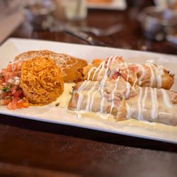 Agave Azteca Mexican Bar & Grill - Seafood Chimichangas plate.