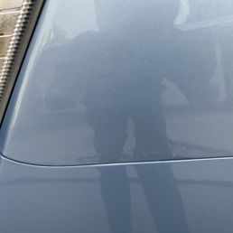 Paint chipped from the back bumper hitting upward and Markham crew missed fixing it. Paint chipped from the back bumper hitting upward and Markham crew missed fixing it.