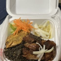 Le Berger Haitian Restaurant - Griot with black rice