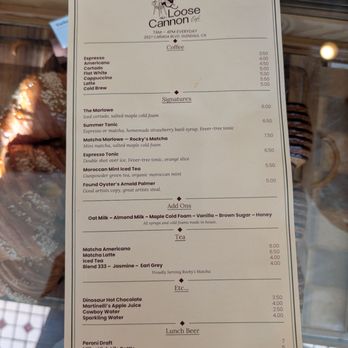 Loose Cannon Cafe - Drinks menu - Coffee & Tea Near Me - Glendale, California Loose Cannon Cafe - Drinks menu - Coffee & Tea Near Me - Glendale, California