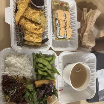 Kin Sushi - Beef teriyaki and tempura combo and added spicy salmon - Japanese Near Me - Toronto, Ontario Kin Sushi - Beef teriyaki and tempura combo and added spicy salmon - Japanese Near Me - Toronto, Ontario