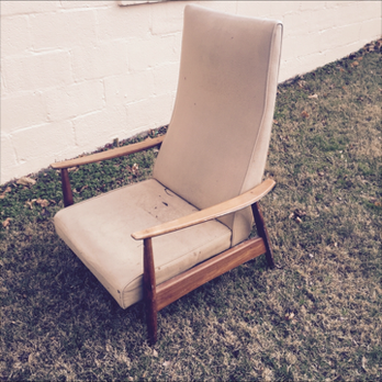 E C Robinson Upholstery - This is the chair before ... cushions needed to be re-padded, fabric was disgusting. - Furniture Reupholstery Near Me - Alexandria, Virginia