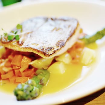 The Dirty Apron Cooking School - Seared Arctic Char with Lemon Confit and Nage of Summer Vegetables with crushed Potatoes - Cooking Schools Near Me - Vancouver, British Columbia