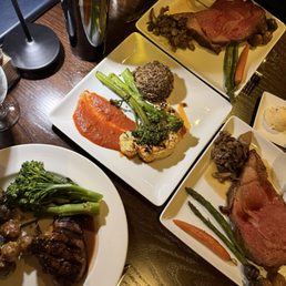 Prime rib and filet mignon, cauliflower in middle Prime rib and filet mignon, cauliflower in middle